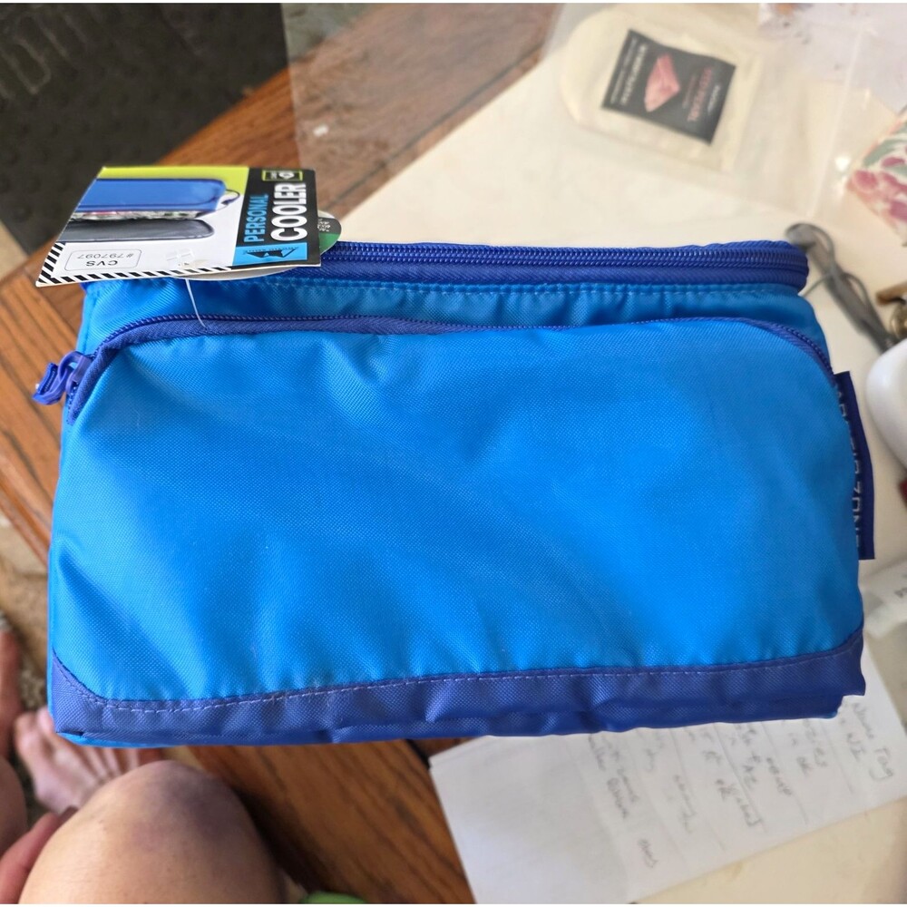 Microban Personal Cooler Blue Insulated Lunch Bag 8-Can approx. 10x10x10" NWT